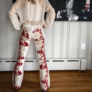 Alice + Olivia Embroidered Mountain Flare Pants